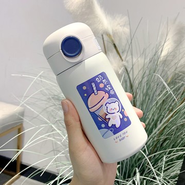 保溫杯304不銹鋼女士高顏值吸管ins水杯學生兒童清新簡約可愛杯子
