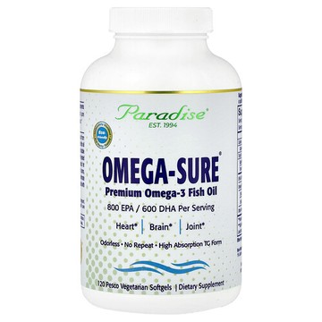 Paradise Herbs, Omega-Sure®，優質 Omega-3 魚油，120 粒 Pesco 素食軟膠囊