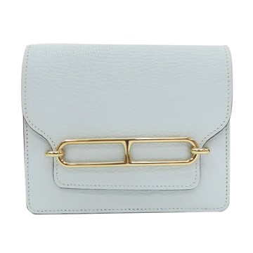 HERMES 愛馬仕 霧霾藍 山羊皮革 Roulis Slim 零錢包腰包 金扣 Z刻  【二手名牌BRAND OFF】
