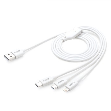 RASTO RX56 Lightning+TypeC+Micro三合一充電線  1m  白色  35g  1條