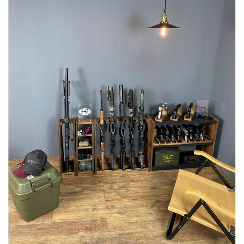 WOODWORKS ガンラック 5丁掛 ( 色：ブラウン ) 木製 日本製