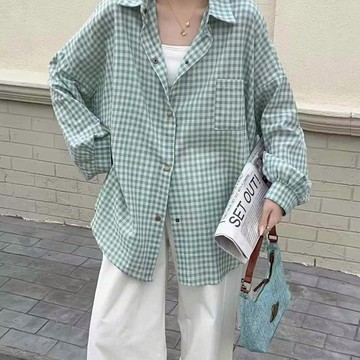 中大尺碼 襯衫 韓版經典格紋襯衫【074634】FEB12｜2色 現貨+預購 19LADY〔現貨〕