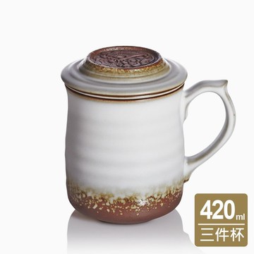 花蝶對話三件杯 / 附茶漏 / 陶 / 油脂釉 420ml