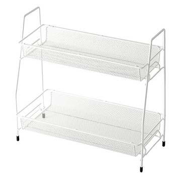 小麥購物 雙層鐵藝置物架 B096 693g  1個  32 x 31 x 17cm  簡約白
