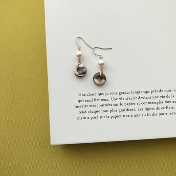 【 耳語】珍珠貝殼耳環