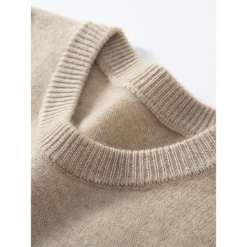 2024秋冬新款圓領山羊絨衫男親膚羊毛雙股加厚毛衣商務休閑打底衫