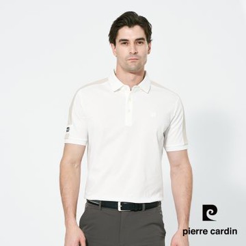 pierre cardin 皮爾卡登 男款 抗菌肩剪接素面短袖polo衫-米白色(5257271-81)