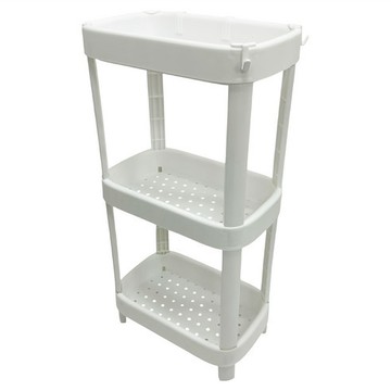 【出清品】9-小麥購物 方形底座款浴室收納層架 B074 3層 1.6kg, 35 x 22 x 69cm, 白色
