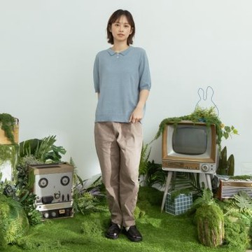【MOSS CLUB】棉彈細斜紋薄款休閒長褲 綠 卡