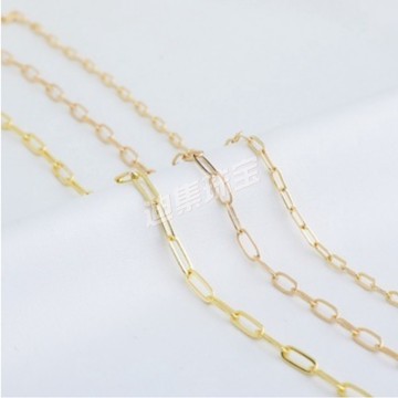 A30006 保色14K包金長方鏈橢圓O字鏈條 diy手工耳飾流蘇散鏈材料項鍊配件