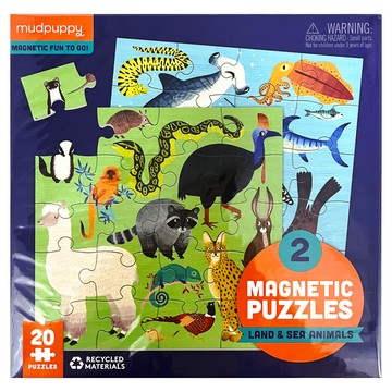 Mudpuppy磁性拼圖 動物世界 陸地和海洋動物  1盒  40片