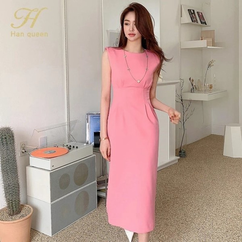 海外輸入アパレル Hハンクイーン新しい韓国の袖なし鉛筆ボディコンドレス女性の21年夏のファッションoネックシースチュニックvestidosボッティ 通販 Lineポイント最大0 5 Get Lineショッピング