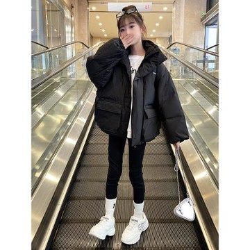 女童冬季棉服外套2024年新款兒童洋氣短款加厚棉襖羽絨棉衣女大童