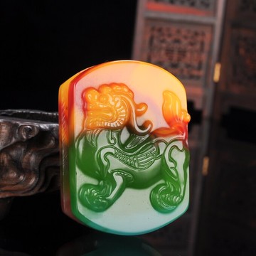 和田玉貔貅掛件皮帶扣七彩玉招財進寶貔貅玉牌男女款玉牌子