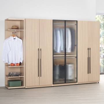 Boden-恩洛9.5尺多功能收納衣櫃組合(轉角衣櫃組合)-286x58x197cm