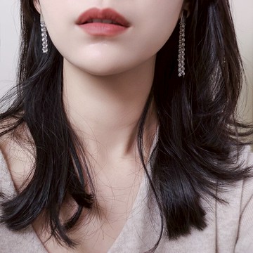 超仙靈動通體925純銀不對稱流蘇耳環氣質長款小眾設計個性耳飾1入