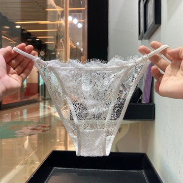 性感黑色白色藍色比基尼三角褲鏤空蕾絲內褲無痕女純棉襠