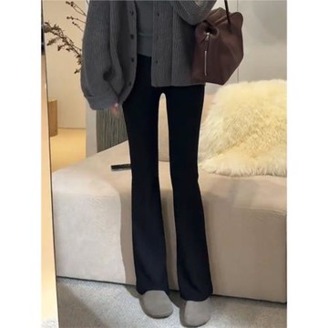 (免運)小個子窄版修身微喇休閑褲女2025春秋新款高腰彈力顯瘦垂感馬蹄褲