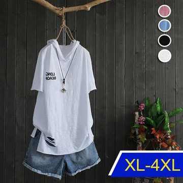 【韓國K.W.】低調優雅竹節棉好氣色上衣(帽t/休閒/T恤/印花/中大尺碼)