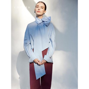 Carmen高端新疆長絨棉蝴蝶結襯衫女上衣26春寬松大碼抗皺職業襯衣