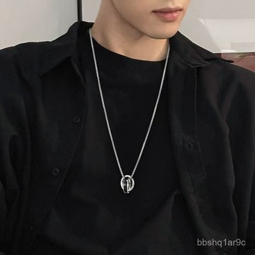 📿限時下殺📿潮牌倖運星圓環項鏈男女高級簡約百搭帥氣情侶吊墜戒指配飾不掉色