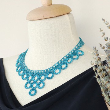 串珠 47 公分項鍊【Bib Ring】綠松石色