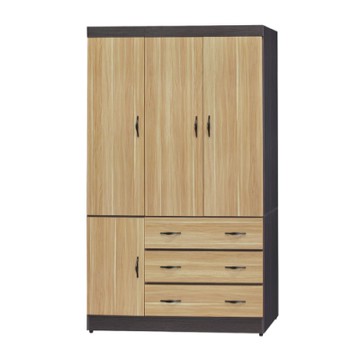 【綠活居】斯里蘭  現代3.9尺四門三抽衣櫃/收納櫃(二色可選)-116x56x196cm免組