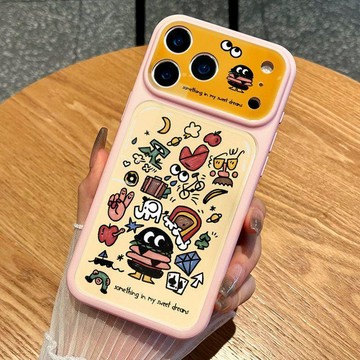 新款塗鴉漢堡插畫適用於蘋果17手機殼iPhone16Promax趣味15pro卡