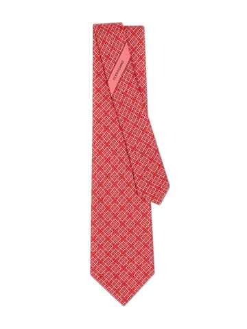 Ferragamo - Gancini-print checked silk tie - men - Silk - One Size - Red