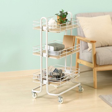日本FUJI BOEKI 極簡工業風廚房三層置物收納推車-DIY-雅痞白