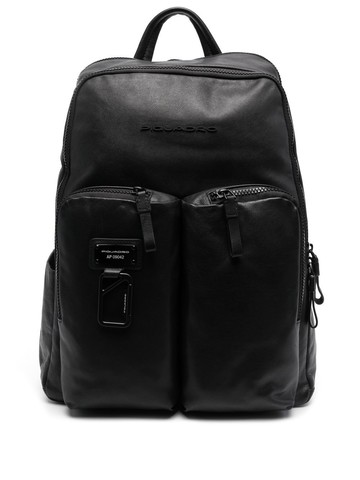 PIQUADRO - debossed-logo detail backpack - men - Calf Leather - One Size - Black