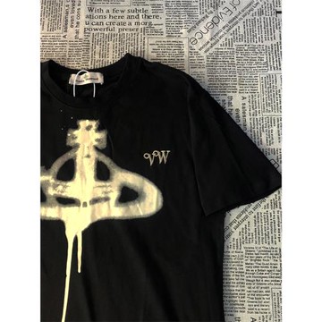 美式復古chic趣味短袖正肩T恤男女夏季情侶裝oversize潮休閑上衣