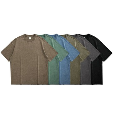 Chemistry_Boys - 韓國 MTE062 INFLATION NEW WAVE 高磅數 復古水洗 純棉 素T 短T (六色)