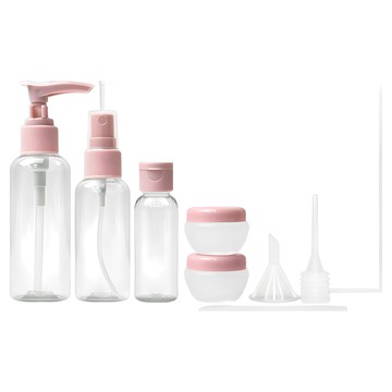 德利生活 旅行收納分裝瓶6件組 藕粉色 輕巧便攜  1組