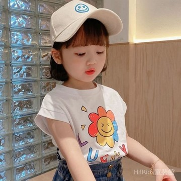 【店鋪熱銷】女童背心純棉童裝卡通洋氣印花夏季衣服兒童短袖T恤寶寶外穿無袖【Hi！Kids】
