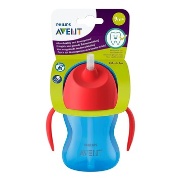 PHILIPS 飛利浦 AVENT 新安怡 雙耳防漏吸管學習杯  紅色+藍色  200ml  1個