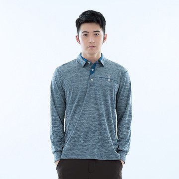 遊遍天下 男款抗UV防曬速乾吸濕排汗機能長袖POLO衫GL1037 灰藍