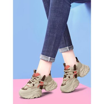潮牌厚底老爹鞋女款2024春季新款炸街顯腳小輕便增高鞋休閑運動鞋