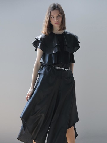 CAIGIENNE Wide Volume Skirt Pants [Black]