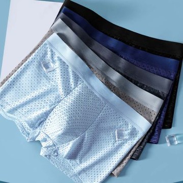 冰絲男士薄款寬鬆網眼四角內褲五入隨機出貨