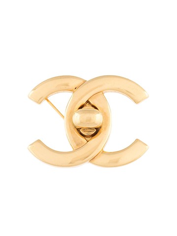 CHANEL Pre-Owned - 1996 CC turn-lock brooch - women - Gold Plated Brass - One Size