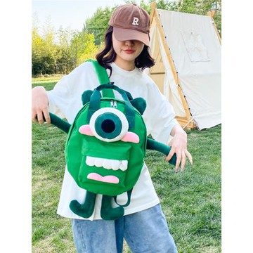 可愛搞怪書包女2024新款韓版卡通少女心雙肩包小眾帆布學生背包女