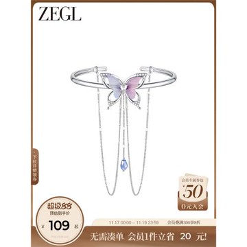 ZEGL幻彩蝴蝶流蘇臂環女小眾設計高級感手鏈2024年新款手飾身體鏈
