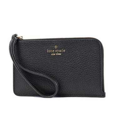 KATE SPADE Lucy 荔枝紋L型拉鍊手掛證件/手拿包-黑色