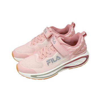 Fila 慢跑鞋 J410A 中大童鞋 粉紅 灰 魔鬼氈 緩震 斐樂  3J410A558