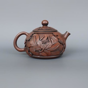 云南建水紫陶茶壺 純手工雕刻立體浮雕深雕自產自銷功夫茶具套盒