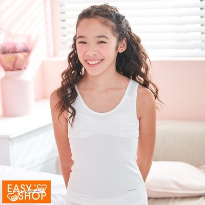 EASY SHOP-好動-無鋼圈長版背心式少女內衣-純淨白