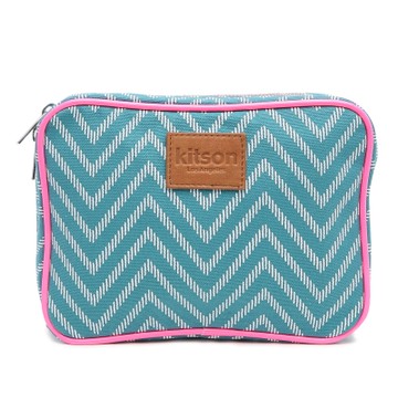 Kitson 螢光滾邊山形帆布化妝包(L-Green)
