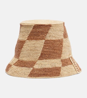 Alémais Checked raffia bucket hat