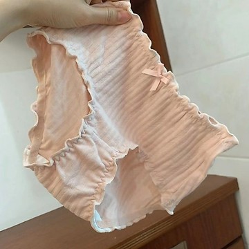 ✨台灣出貨✨新品女生木耳邊內褲中腰舒適純棉透氣純欲ins風甜美少女三角短褲